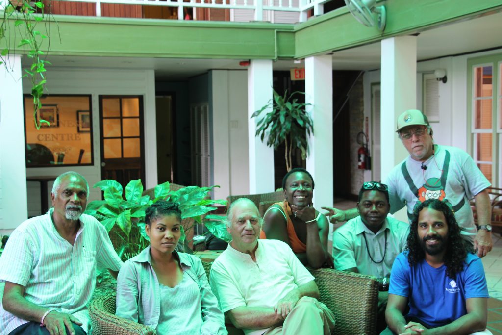 from left to right: Bob Ramdhanie, Sandrine Haguy, Colin Edwards, Jaslyn Hall, Luke Johnson, Denis D'Agrella and Gavin Mendonca