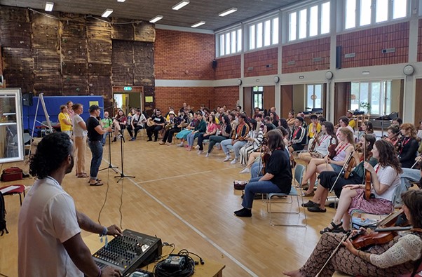 Gavin with an orchestra in Sweden